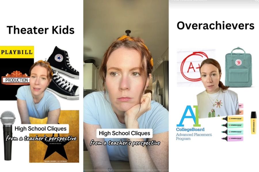 a screenshot from a TikTok video showing a women against different backgrounds.