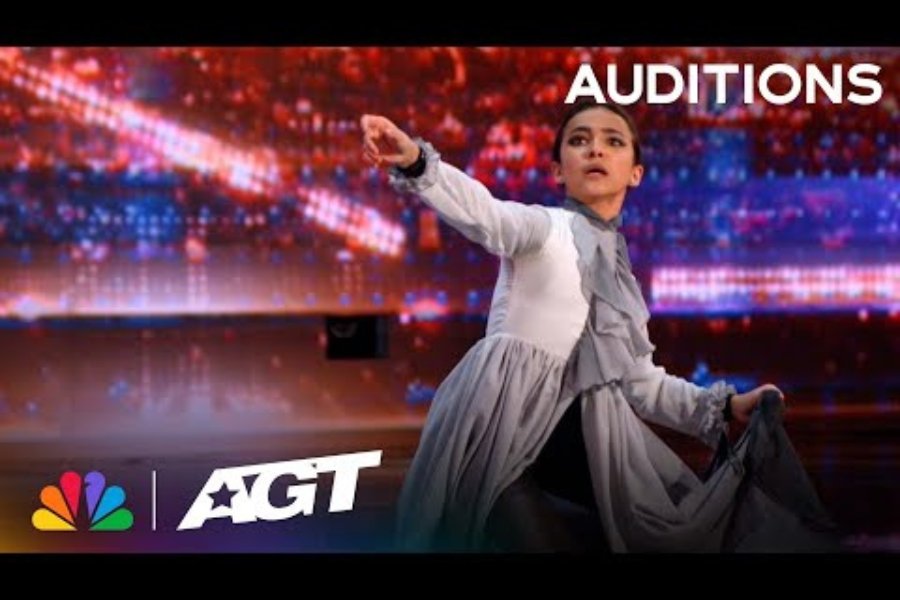 a screenshot of America's Got Talent's Mariandrea Villegas dancing.
