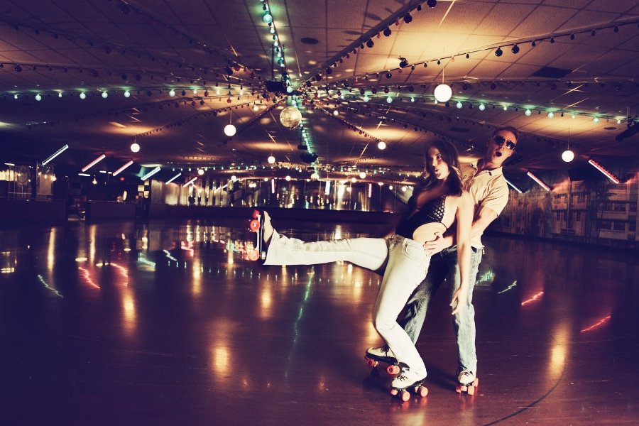 couple roller skating