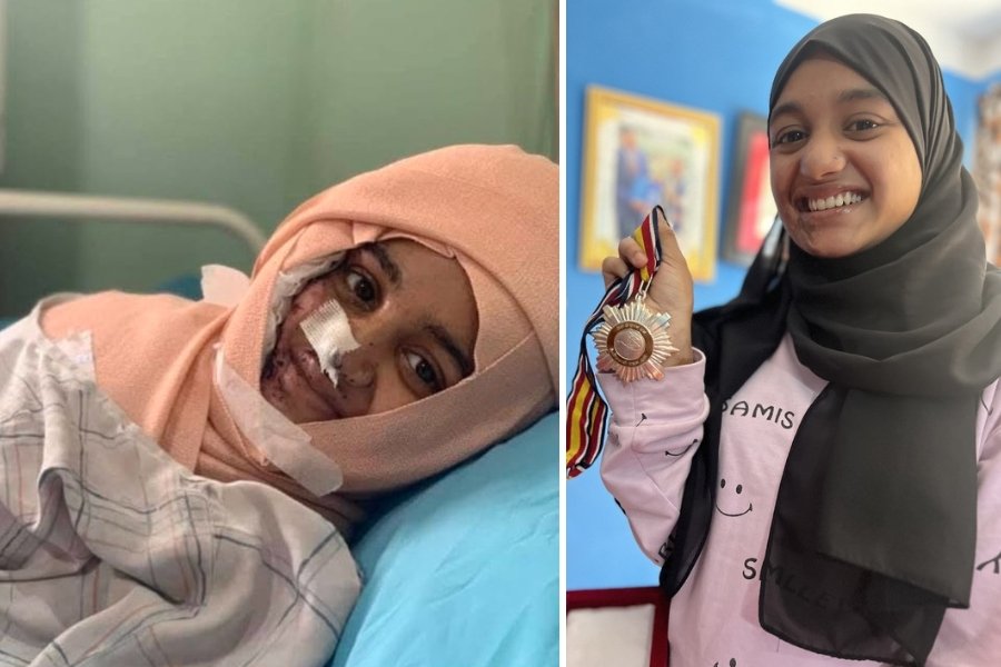 Muskan Khatan in the hospital and