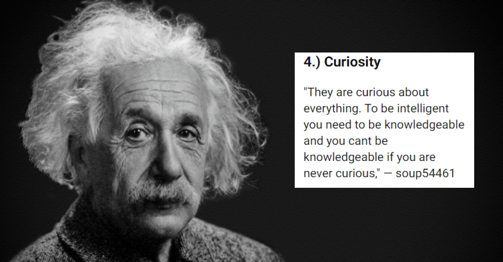 Albert Einstein beside a comment