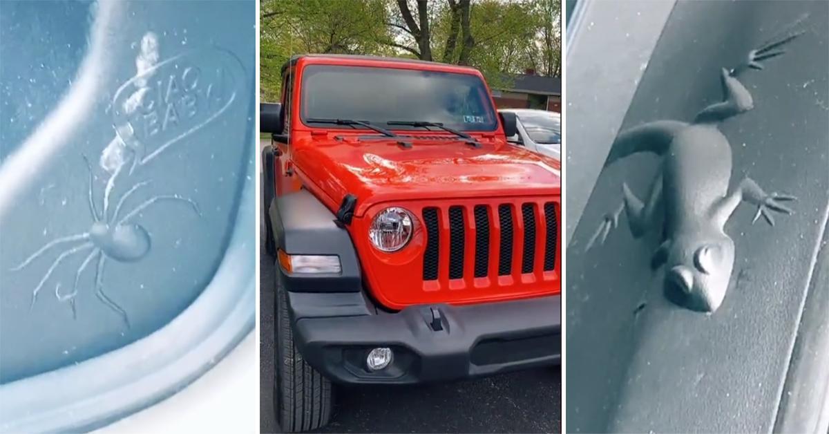 car details; a red jeep