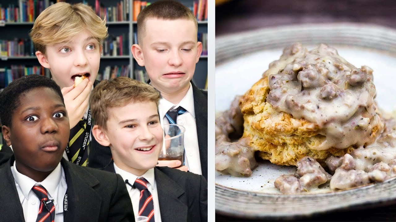 a group of boys; biscuits and gravy