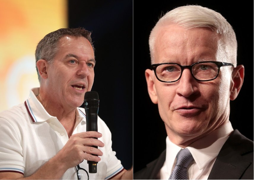 Greg Gutfeld and Anderson Cooper
