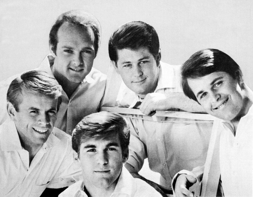 Black and white photo of The Beach Boys