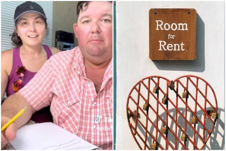 couple; for rent sign