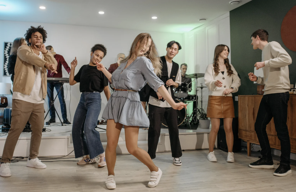 College students dancing