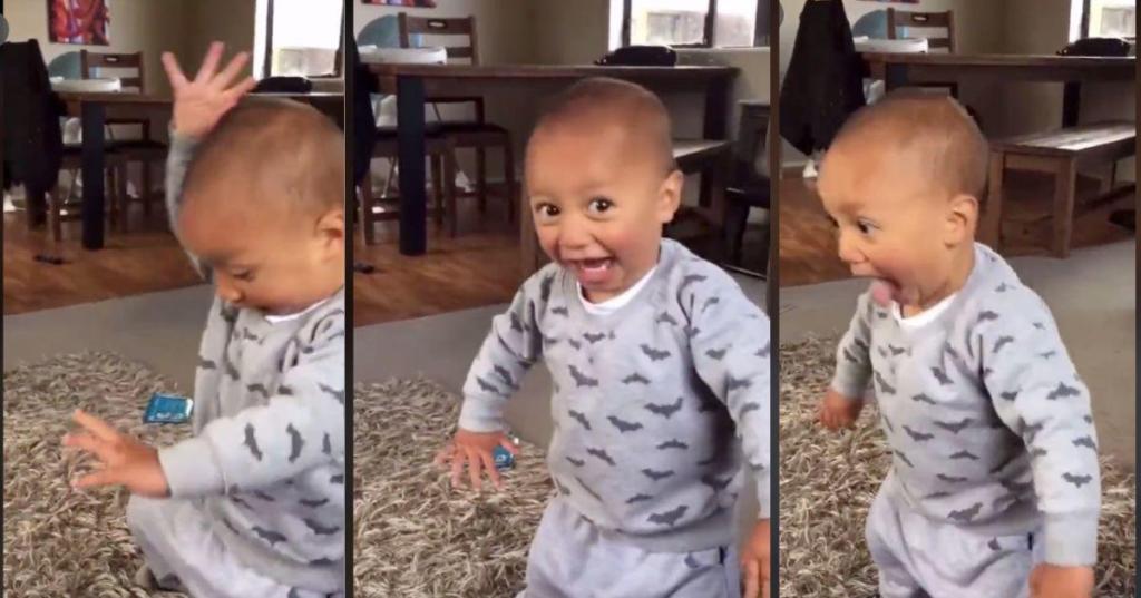 Baby dancing and smiling