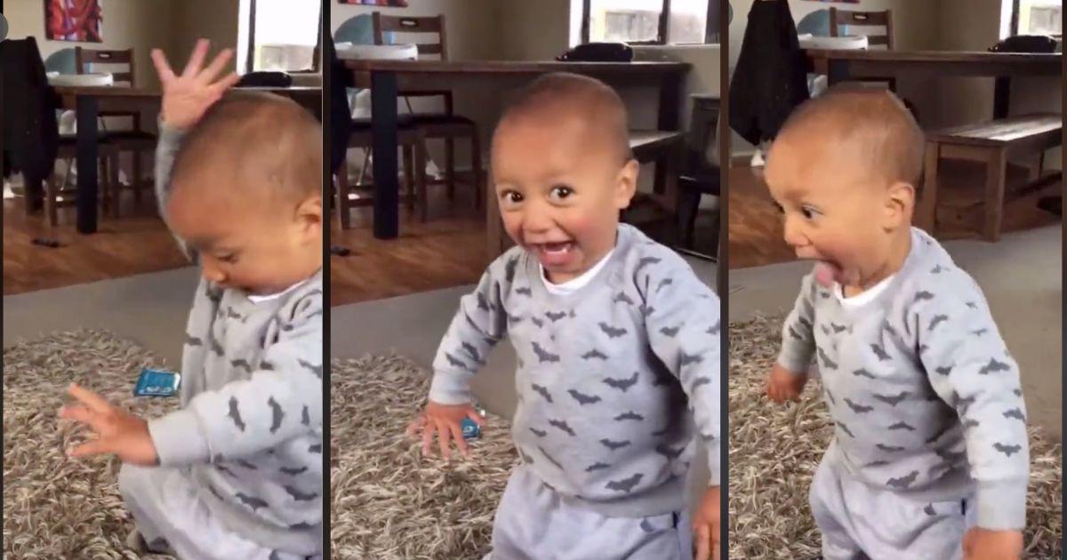Baby dancing and smiling