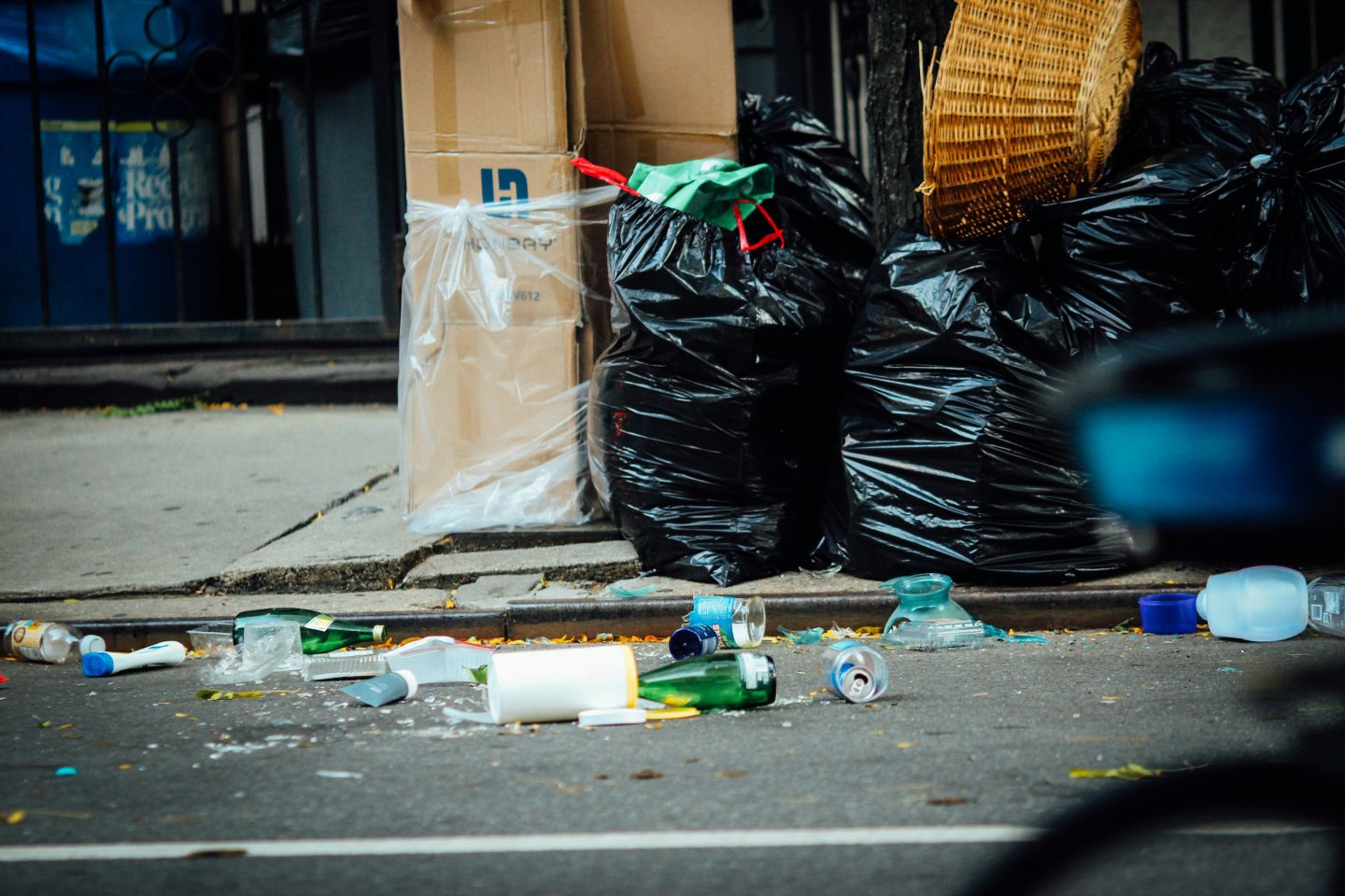 overflowing trash on the street