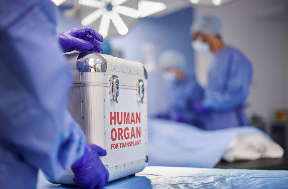 Surgeons with a box that says 