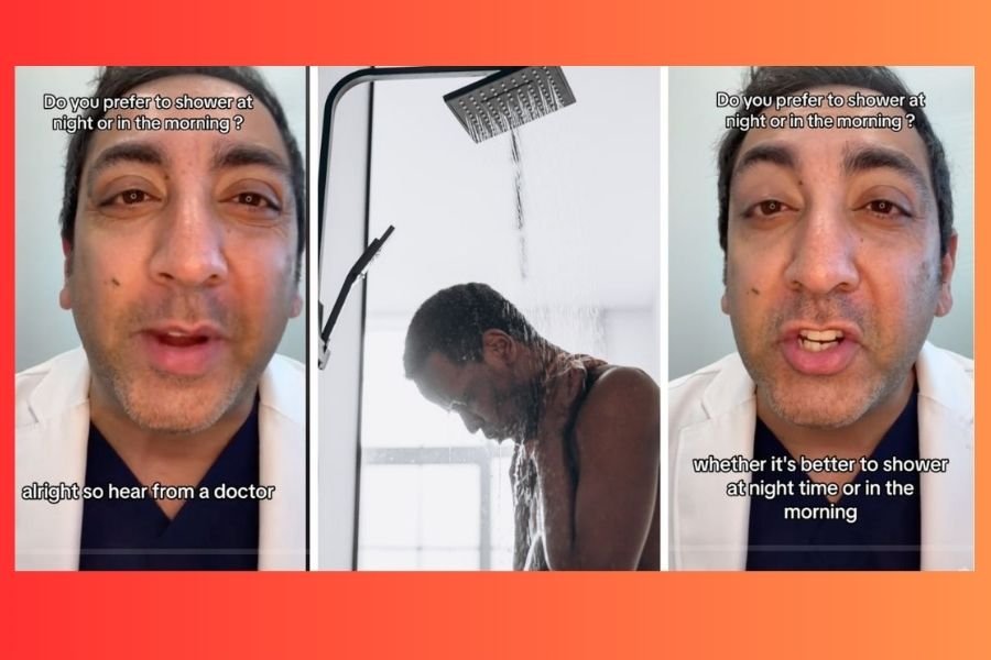 morning showers, night showers, shower debate, Dr. Jason Singh, hygiene tips, TikTok doctor, skin microbiome, sleep hygiene, dry skin, shower schedule, melatonin release, bedtime routine, shower timing, dermatologist advice, skin care, self-care habits, health TikTok, shower preference, healthy habits, wellness tips