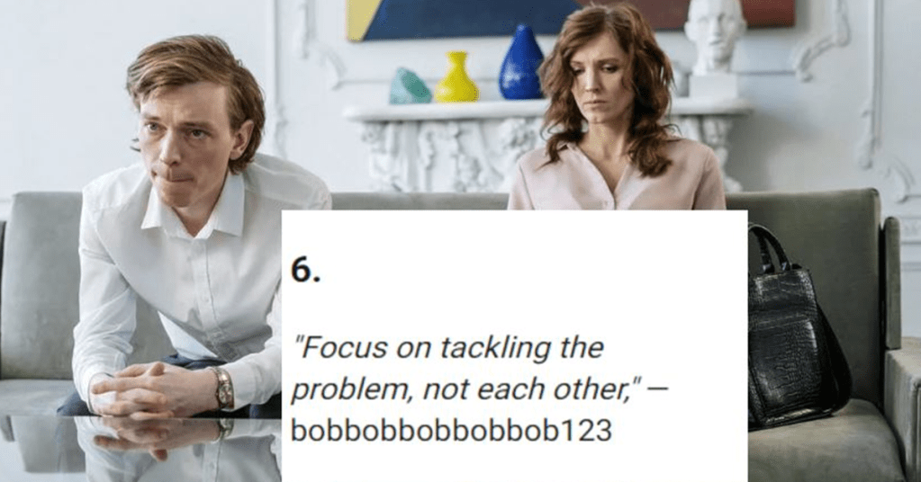 man and woman in counseling behind comment