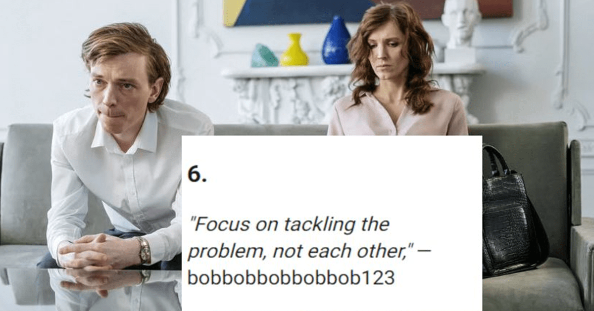 man and woman in counseling behind comment