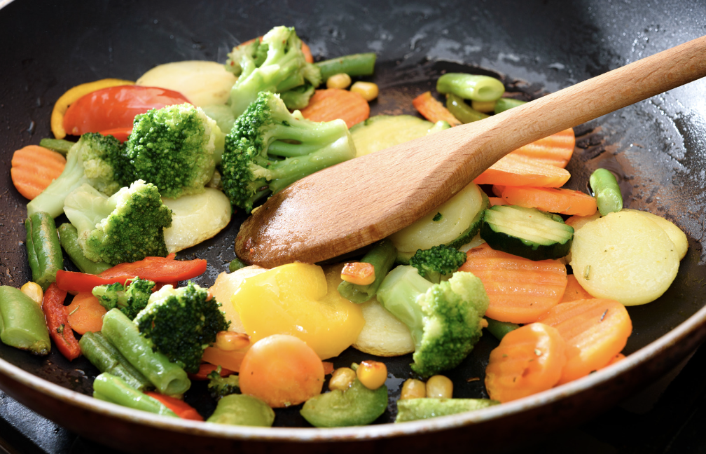 Stir frying veggies
