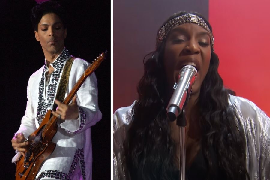 Prince performing; woman performing