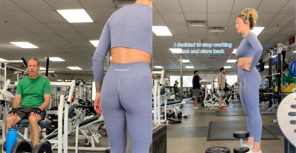 viral tiktok creepy man stares at workout, gym harassment, gym etiquette