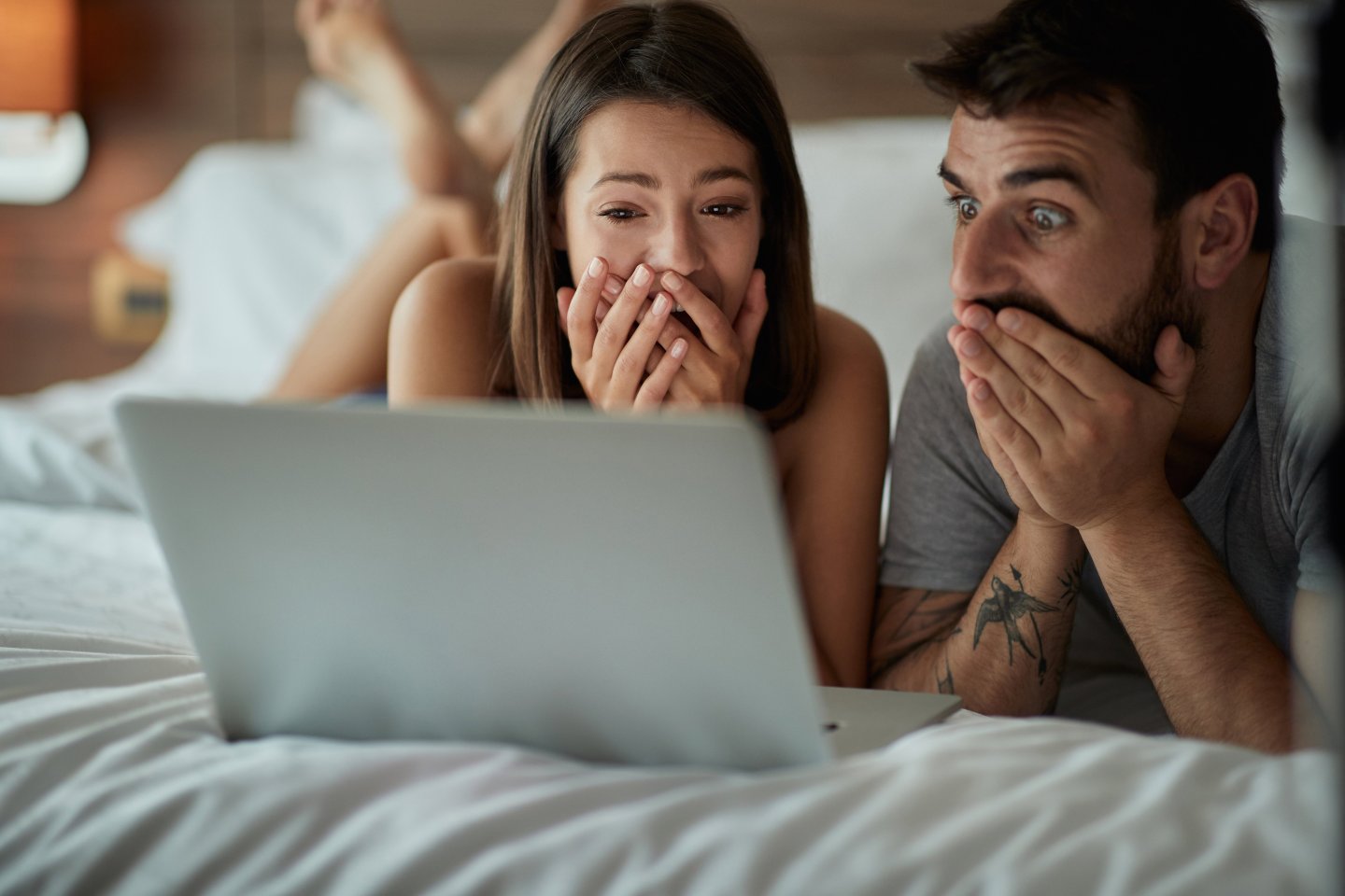 couple, laptop, hall pass