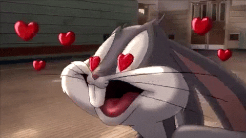 gif of Bug Bunny with heart eyes