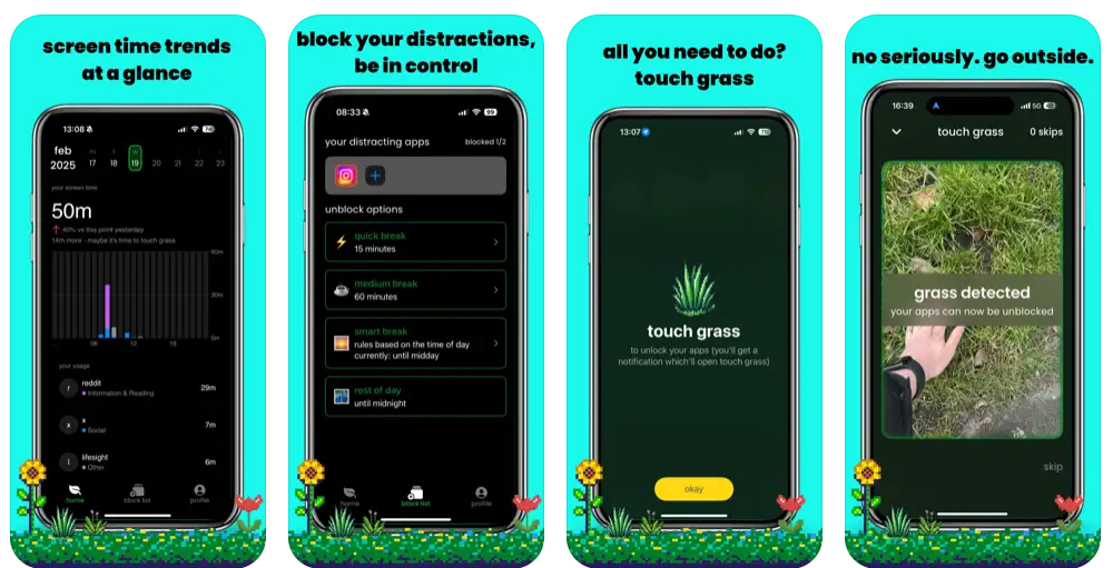 touch grass app, apple apps, screen time
