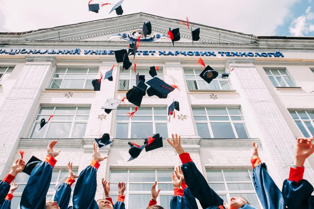 graduates throwing their graduation caps in the air