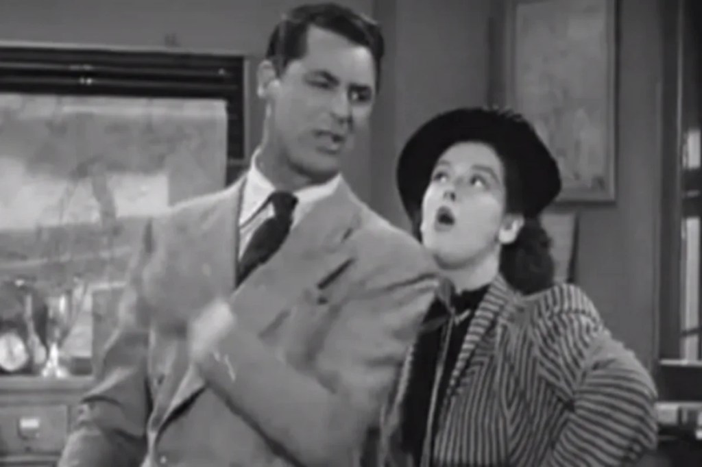 Cary Grant and Rosalind Russell in His Girl Friday (1940)