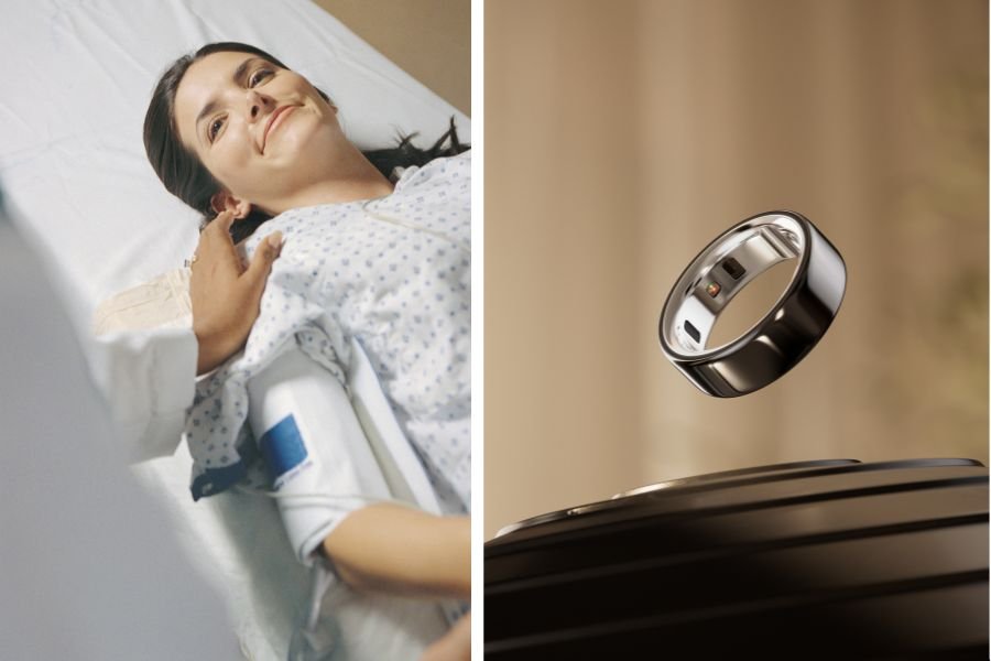 woman in a hospital bed; oura ring