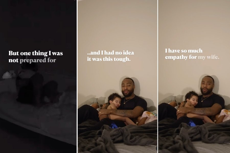 dad with a sleeping child