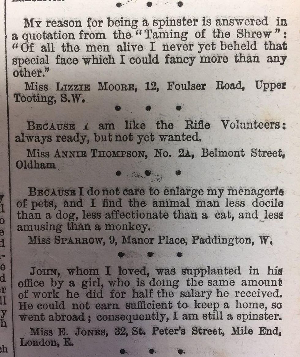 women, interview, responses, victorian women, spinsters, marriage