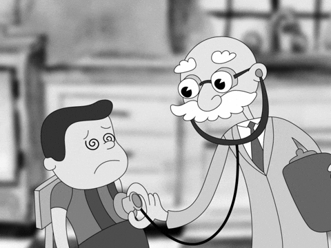 gif of animated doctor checking a patient