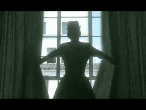 windows, looking out, gif, open window, curtains