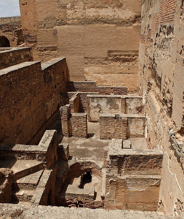 baths inside the Alcazaba, Alhambra, granada, spain, waterworks