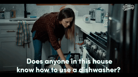 using a dishwasher, dishwasher, home, cleaning, chores