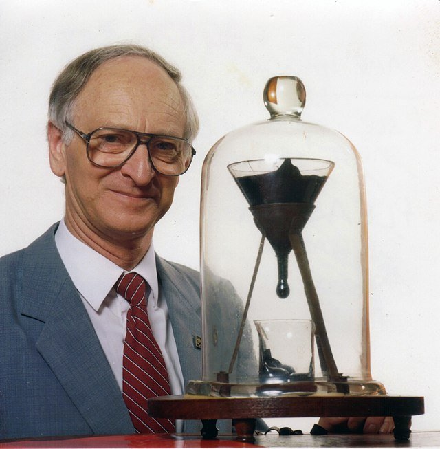 pitch drop experiment, tar pitch, solid or liquid, physics, world's longest experiment