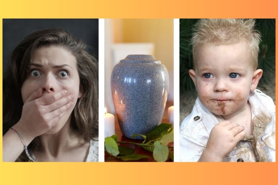 pica, toddlers, parenting, parenting tiktok, parenting humor, urn, toddler snacks