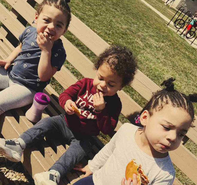 shariya small, triplets, adopted children, kids eating burgers, today show, gofundme 