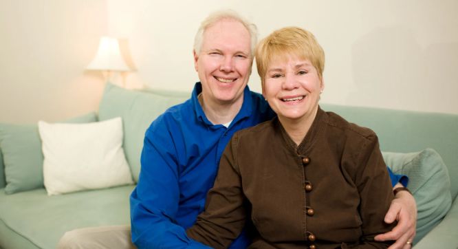 boomer couple, married boomers, middle-aged people, happy couple, smiling couple 60s