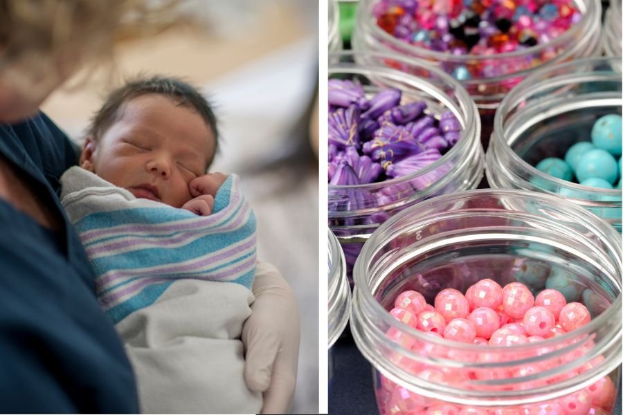 labor nurse, nurse baby bead jar, baby bead jar, giving birth, nurses, healthcare, delivering babies