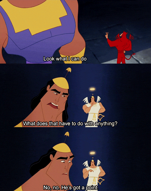 The Emperors New Groove, angel, devil, scene, movie, Disney