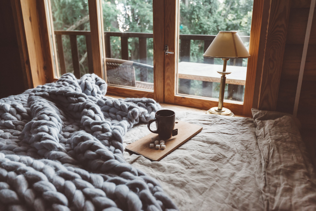 cozy, bed, comfort, blanket, mug