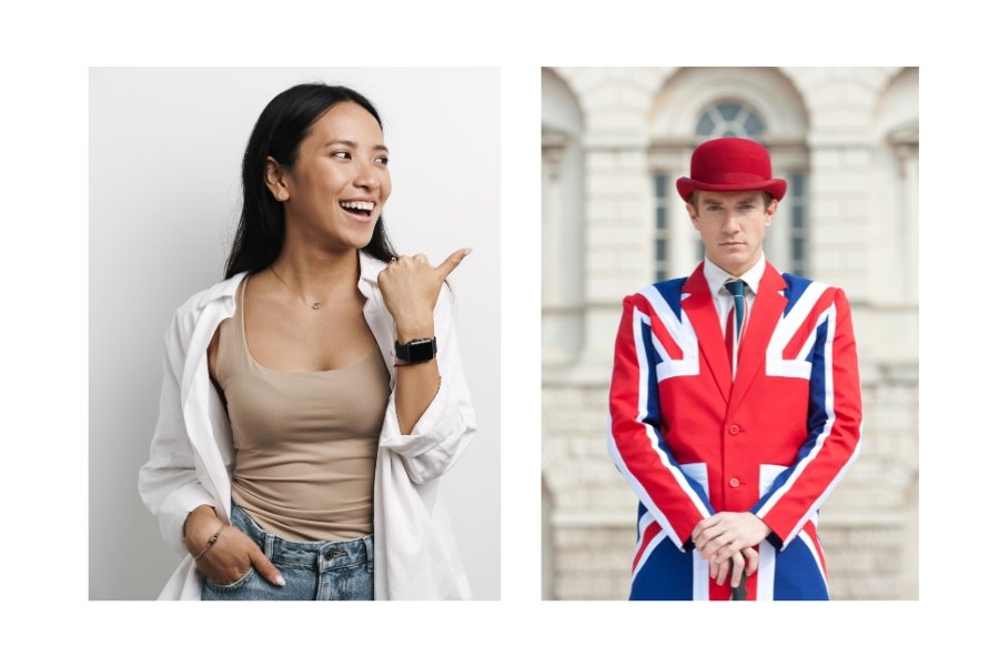 Woman, British man, dating, Union Jack flag