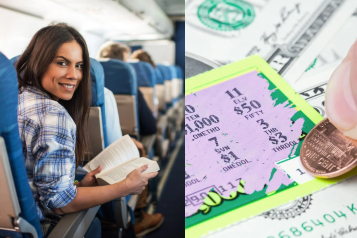 Young autistic man gives a scratch off lottery ticket to every passenger on his flight