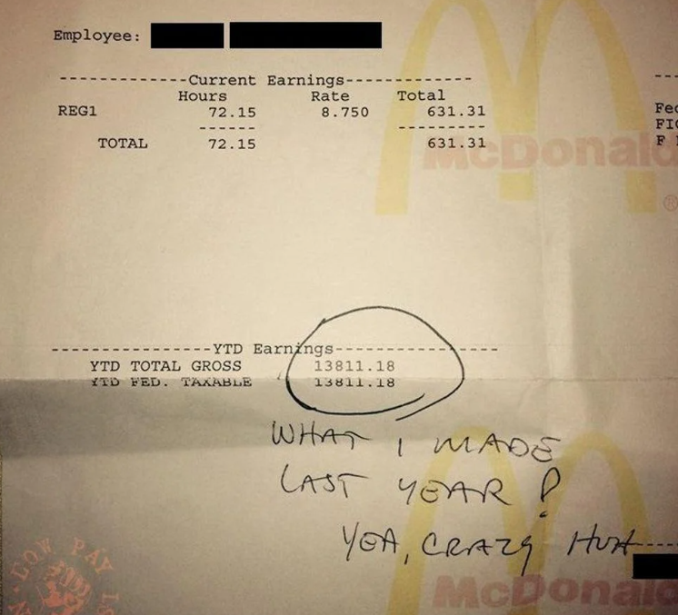 paychecks, McDonalds, corporate power, broken system