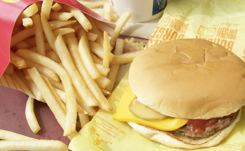 mcdonald's, cheeseburger, fast food french fries, american food, beef, cheese