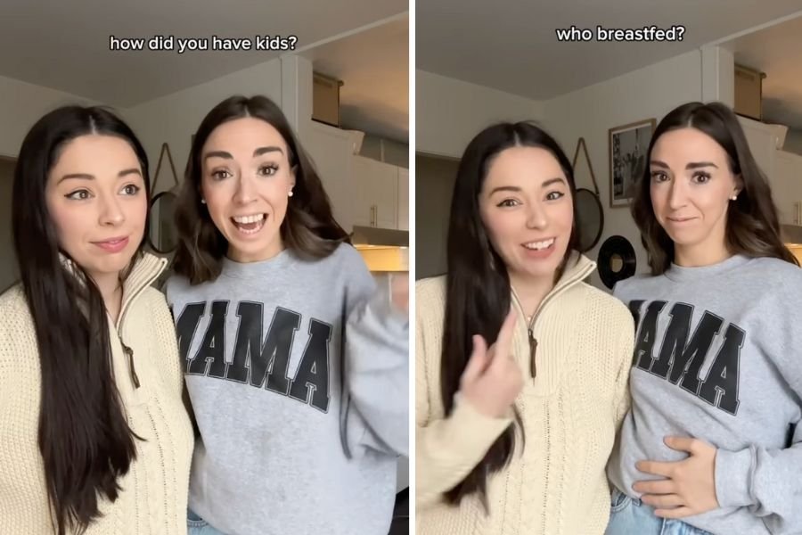 Lesbian couple answers the most common questions they get from strangers about having a baby