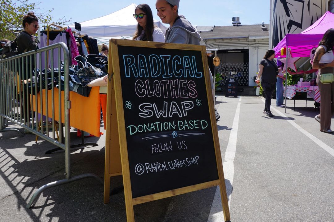 clothing swap, sign, free, donations, recycling