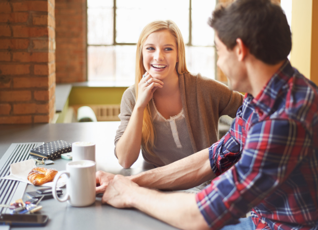 woman talking, couple on date, woman smiling, conversation, uncomfortable silence