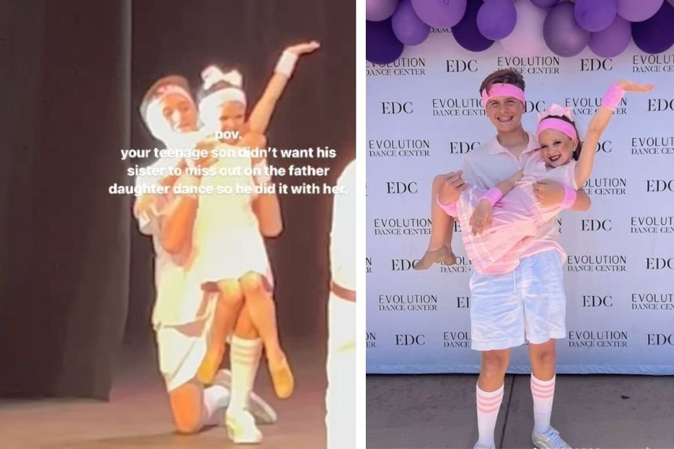 Big brother steps in for his sister’s father-daughter dance and then steals the show