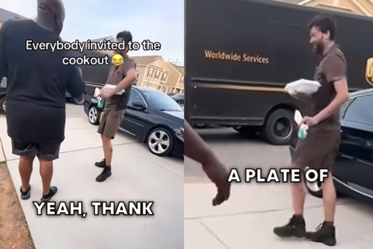 ups, ups driver, delivery driver, ups deliveries, cookout, family, food, hospitality, kindness