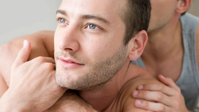 attractive man, blue-eyed man, gay man, man holding man, handsome man